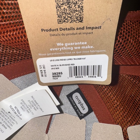 Patagonia Line Logo Ridge LoPro Trucker Hat White Burnished Red Mesh OSFA NEW - Picture 7 of 7